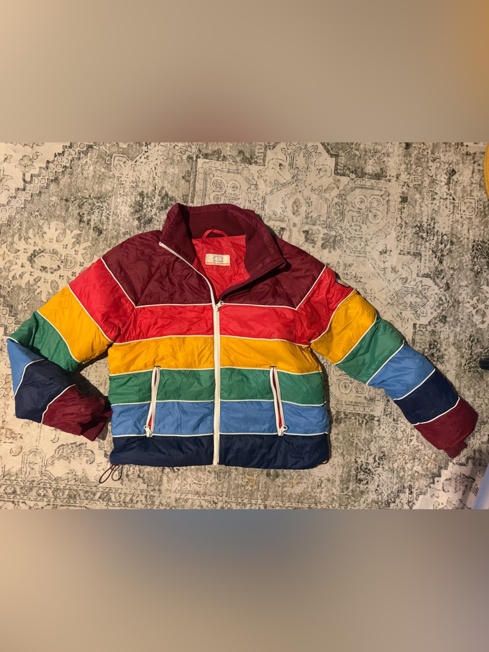 Marine Layer Lost Found Apres Rainbow Puffer Stripe - Women's Small